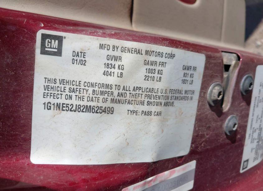 Photo 9 of 2002 Chevrolet Malibu LS (VIN 1G1NE52J82M625499)