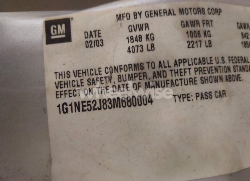 Photo 9 of 2003 Chevrolet Malibu LS (VIN 1G1NE52J83M680004)