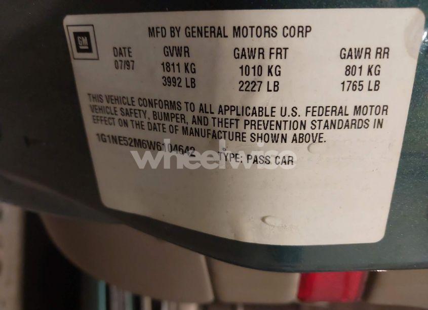 Photo 9 of 1998 Chevrolet Malibu LS (VIN 1G1NE52M6W6104642)