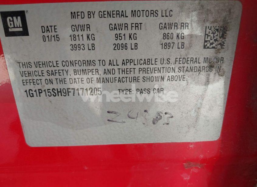 Photo 9 of 2015 Chevrolet Cruze L MANUAL (VIN 1G1P15SH9F7171205)