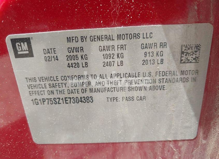 Photo 9 of 2014 Chevrolet Cruze DIESEL (VIN 1G1P75SZ1E7304383)