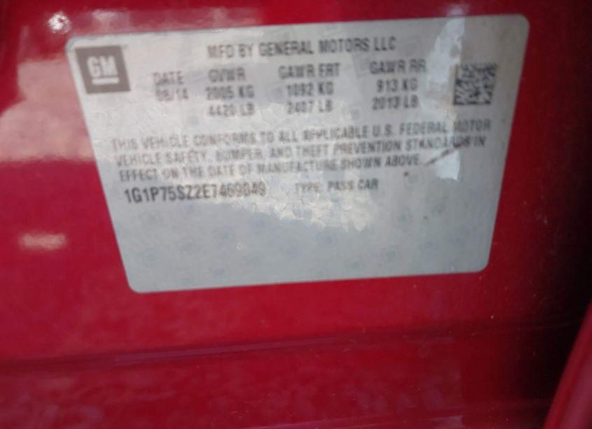 Photo 9 of 2014 Chevrolet Cruze DIESEL (VIN 1G1P75SZ2E7469049)