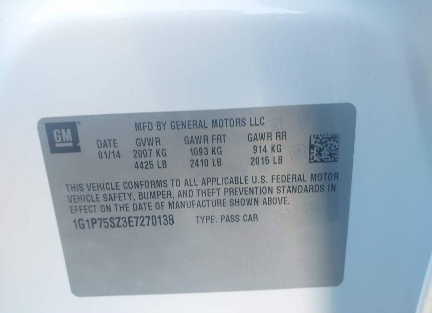 Photo 9 of 2014 Chevrolet Cruze DIESEL (VIN 1G1P75SZ3E7270138)