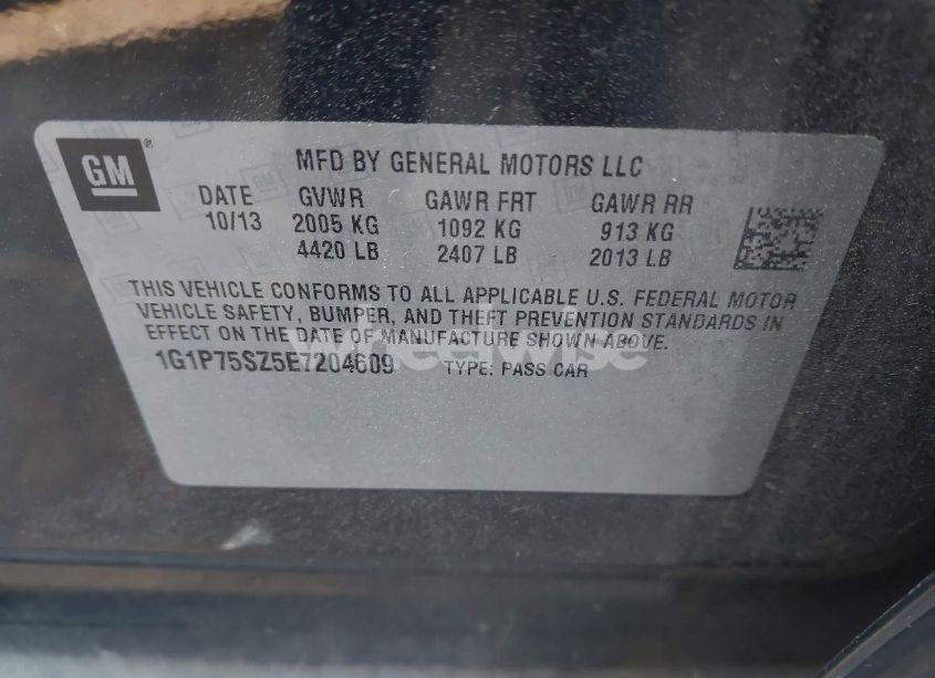 Photo 9 of 2014 Chevrolet Cruze DIESEL (VIN 1G1P75SZ5E7204609)