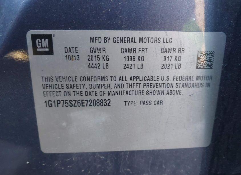 Photo 9 of 2014 Chevrolet Cruze DIESEL (VIN 1G1P75SZ6E7208832)