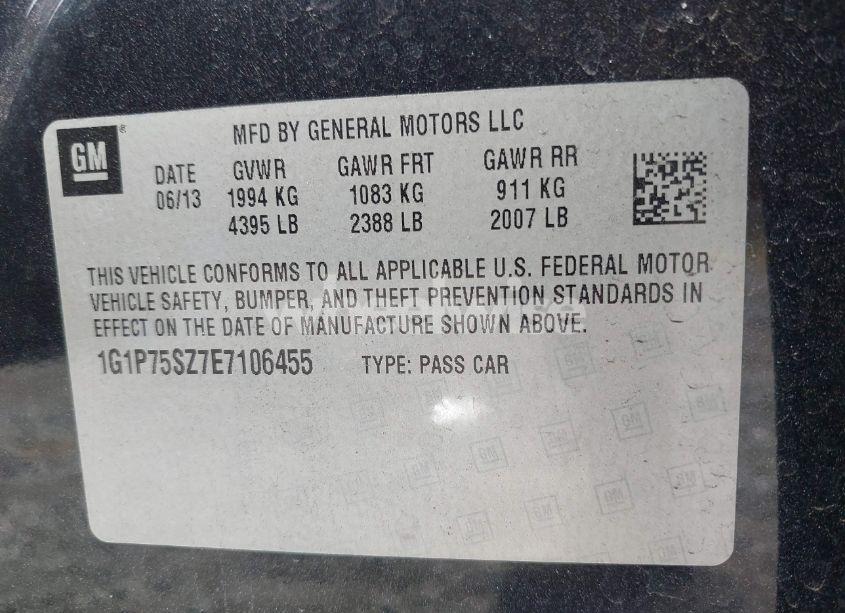 Photo 9 of 2014 Chevrolet Cruze DIESEL (VIN 1G1P75SZ7E7106455)