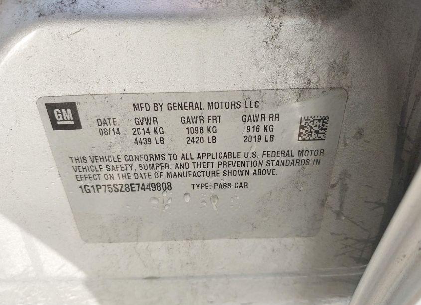 Photo 9 of 2014 Chevrolet Cruze DIESEL (VIN 1G1P75SZ8E7449808)