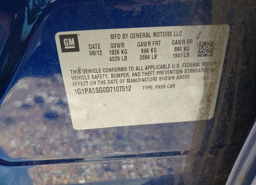 Photo 9 of 2013 Chevrolet Cruze LS AUTO (VIN 1G1PA5SG0D7107512)