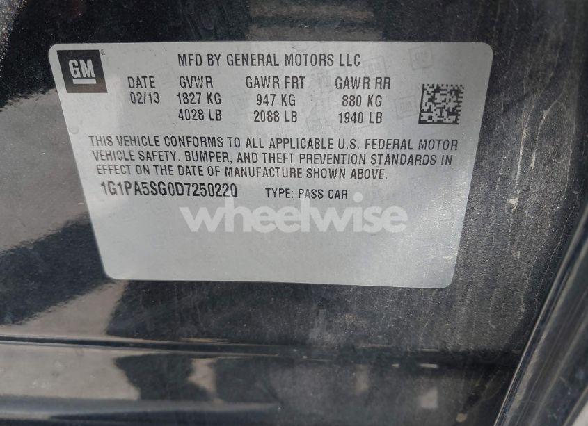 Photo 9 of 2013 Chevrolet Cruze LS AUTO (VIN 1G1PA5SG0D7250220)