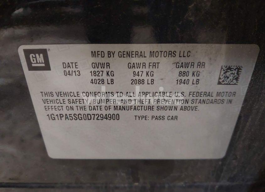 Photo 9 of 2013 Chevrolet Cruze LS AUTO (VIN 1G1PA5SG0D7294900)