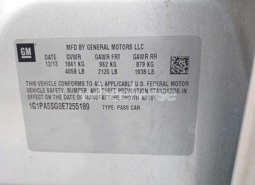 Photo 9 of 2014 Chevrolet Cruze LS AUTO (VIN 1G1PA5SG0E7255189)