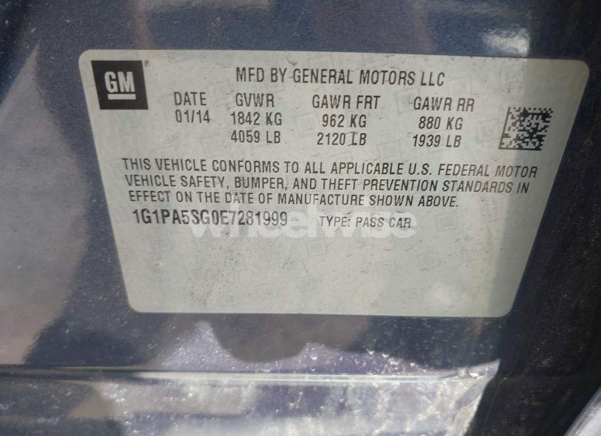 Photo 9 of 2014 Chevrolet Cruze LS AUTO (VIN 1G1PA5SG0E7281999)