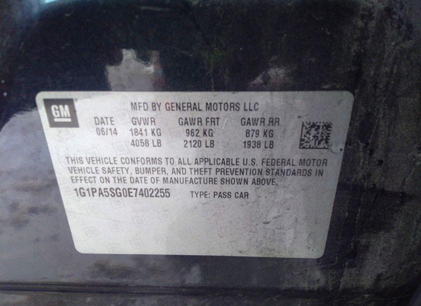 Photo 9 of 2014 Chevrolet Cruze LS AUTO (VIN 1G1PA5SG0E7402255)