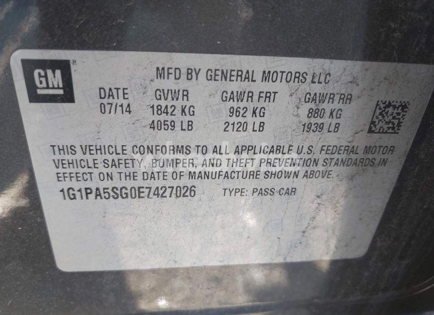 Photo 9 of 2014 Chevrolet Cruze LS AUTO (VIN 1G1PA5SG0E7427026)