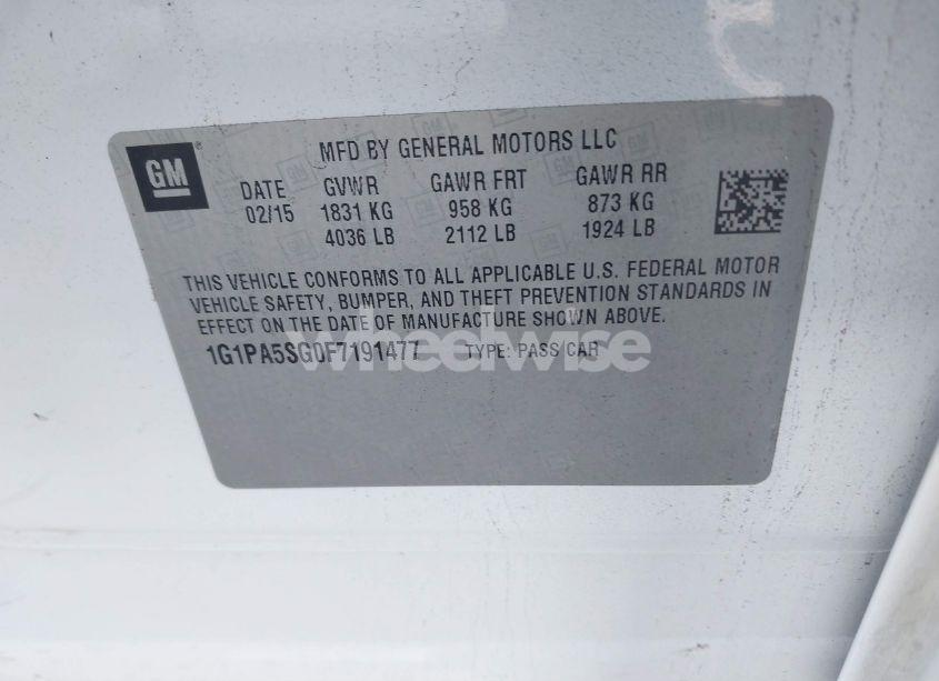 Photo 9 of 2015 Chevrolet Cruze LS AUTO (VIN 1G1PA5SG0F7191477)