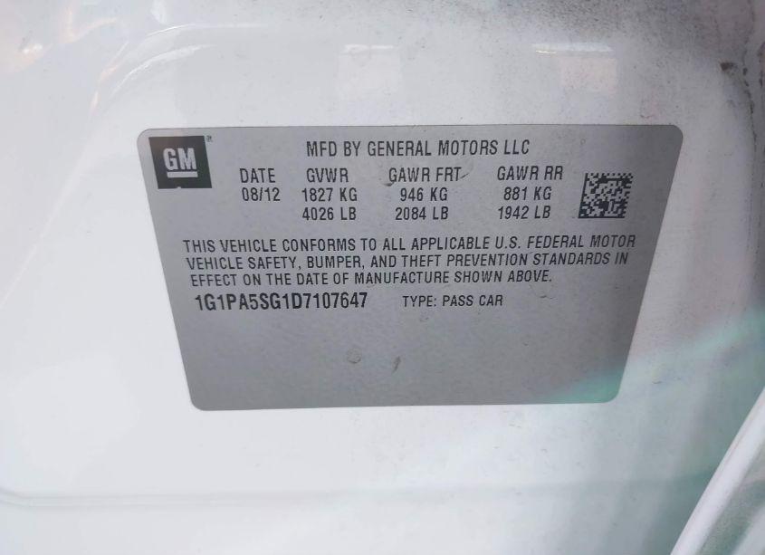 Photo 9 of 2013 Chevrolet Cruze LS AUTO (VIN 1G1PA5SG1D7107647)