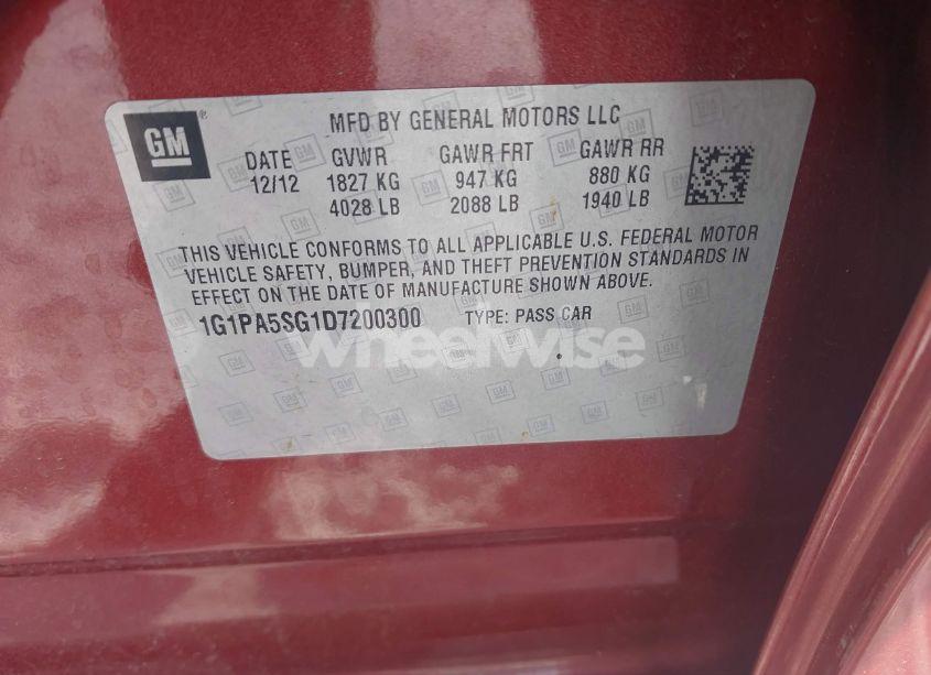 Photo 9 of 2013 Chevrolet Cruze LS AUTO (VIN 1G1PA5SG1D7200300)