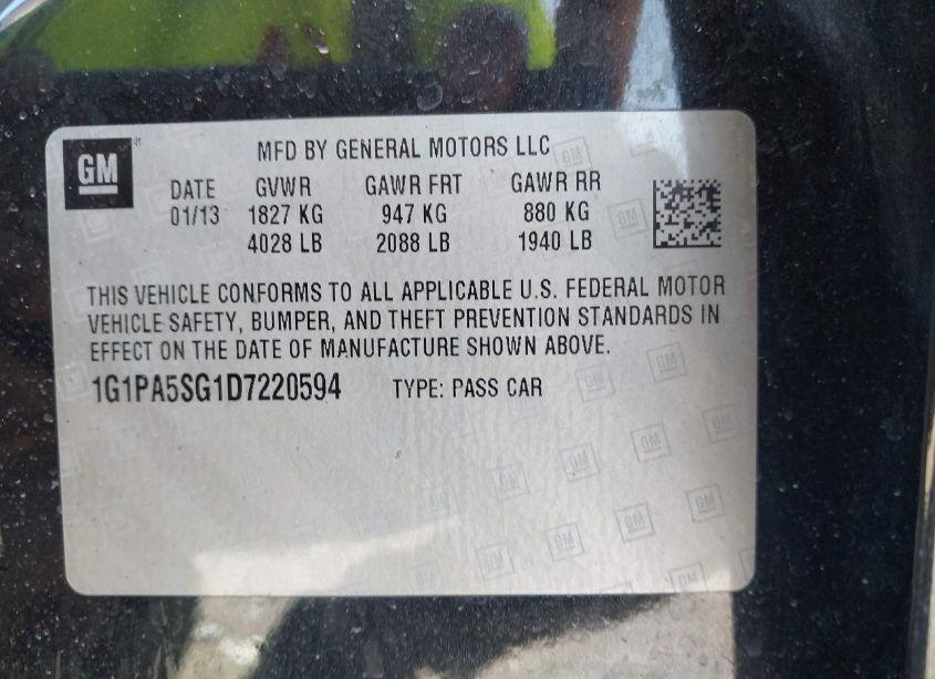 Photo 9 of 2013 Chevrolet Cruze LS AUTO (VIN 1G1PA5SG1D7220594)