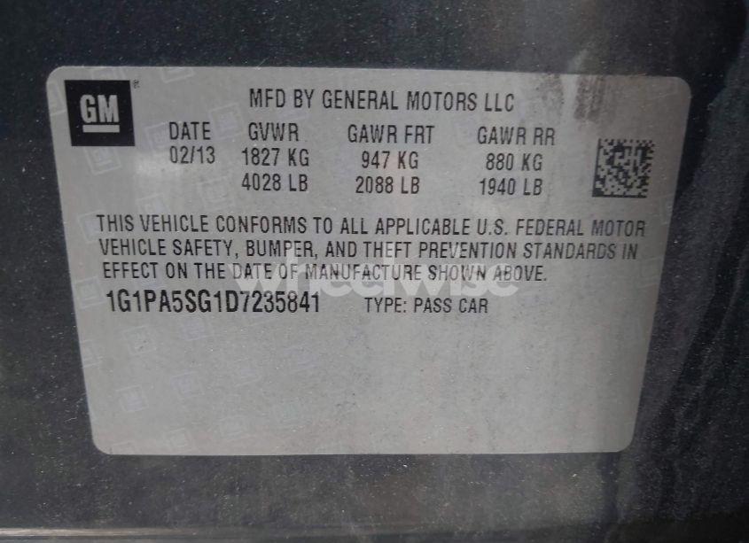 Photo 9 of 2013 Chevrolet Cruze LS AUTO (VIN 1G1PA5SG1D7235841)