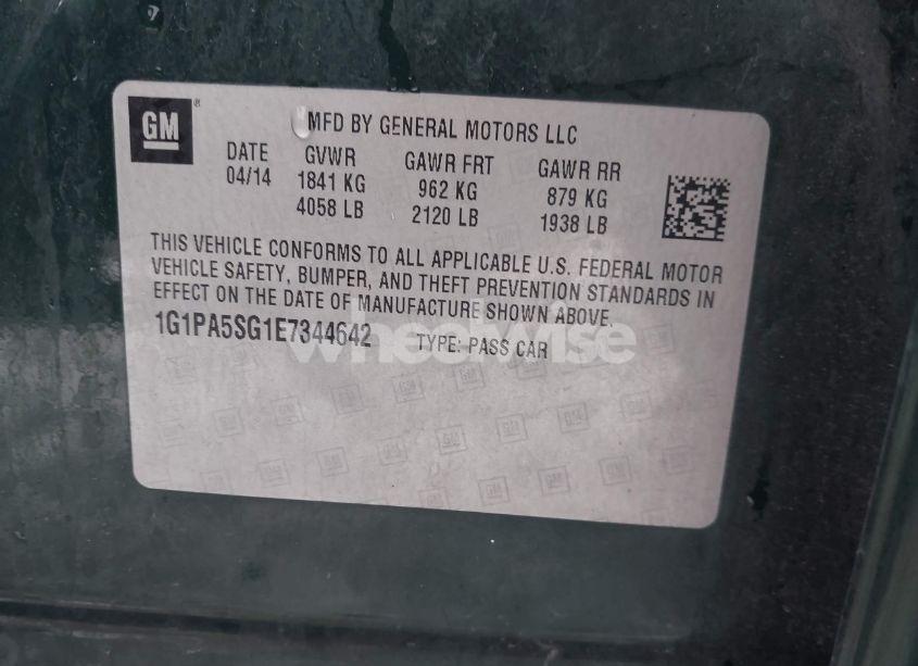 Photo 9 of 2014 Chevrolet Cruze LS AUTO (VIN 1G1PA5SG1E7344642)