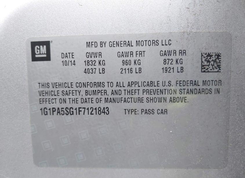 Photo 9 of 2015 Chevrolet Cruze LS AUTO (VIN 1G1PA5SG1F7121843)