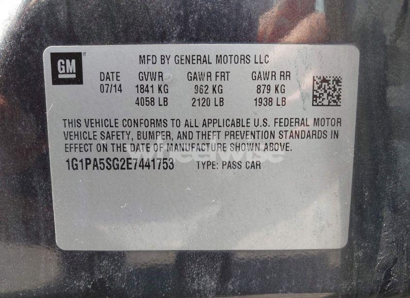 Photo 9 of 2014 Chevrolet Cruze LS AUTO (VIN 1G1PA5SG2E7441753)