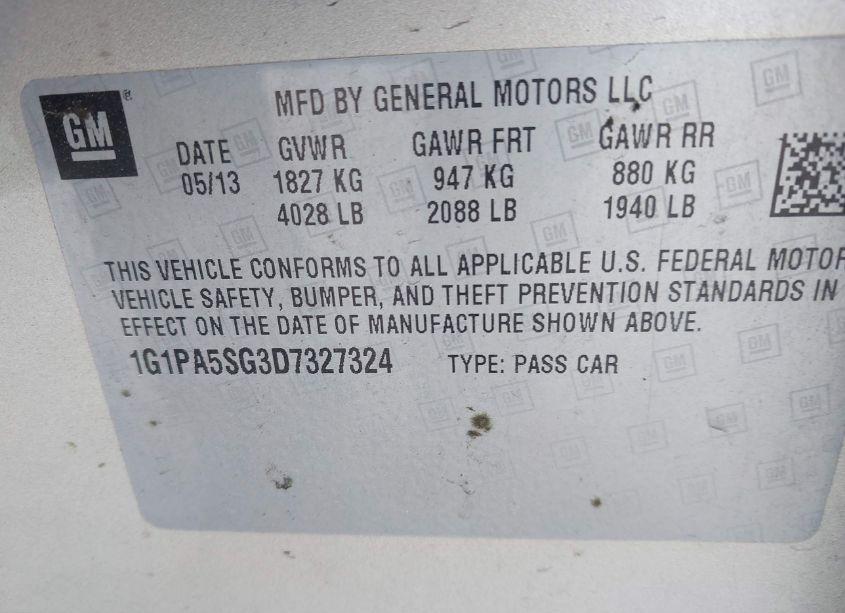 Photo 9 of 2013 Chevrolet Cruze LS AUTO (VIN 1G1PA5SG3D7327324)