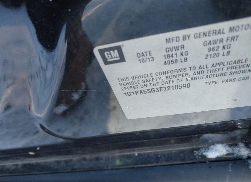 Photo 9 of 2014 Chevrolet Cruze LS AUTO (VIN 1G1PA5SG3E7218590)