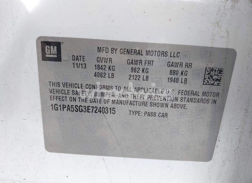 Photo 9 of 2014 Chevrolet Cruze LS AUTO (VIN 1G1PA5SG3E7240315)