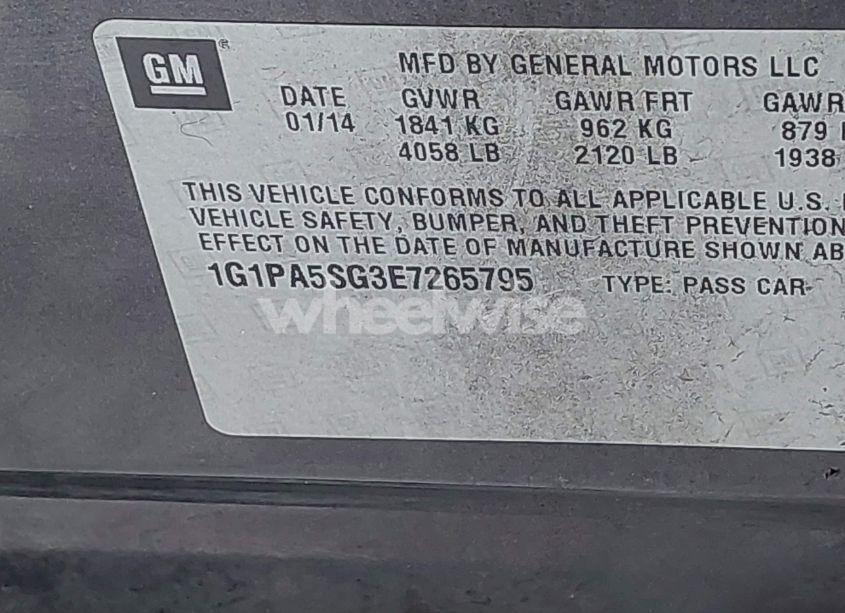 Photo 9 of 2014 Chevrolet Cruze (VIN 1G1PA5SG3E7265795)