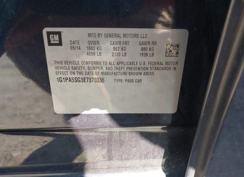 Photo 9 of 2014 Chevrolet Cruze LS AUTO (VIN 1G1PA5SG3E7370336)