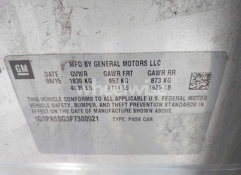 Photo 9 of 2015 Chevrolet Cruze LS AUTO (VIN 1G1PA5SG3F7300921)