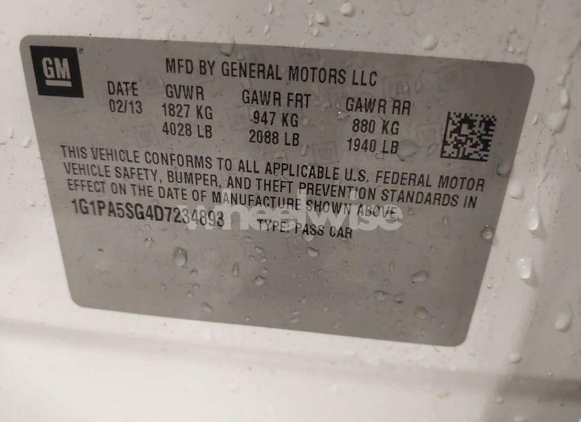 Photo 9 of 2013 Chevrolet Cruze LS AUTO (VIN 1G1PA5SG4D7234893)