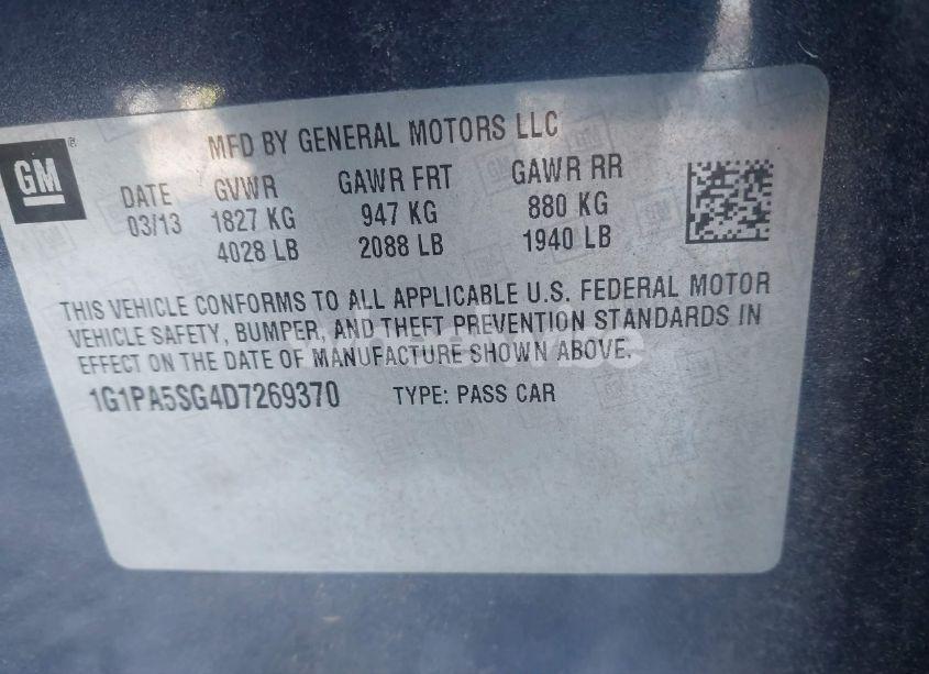 Photo 9 of 2013 Chevrolet Cruze LS AUTO (VIN 1G1PA5SG4D7269370)