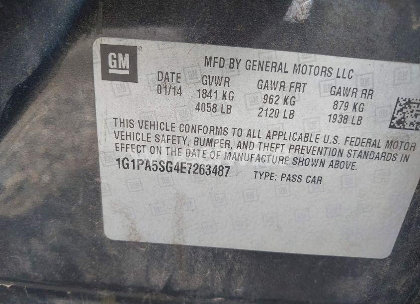 Photo 9 of 2014 Chevrolet Cruze LS AUTO (VIN 1G1PA5SG4E7263487)