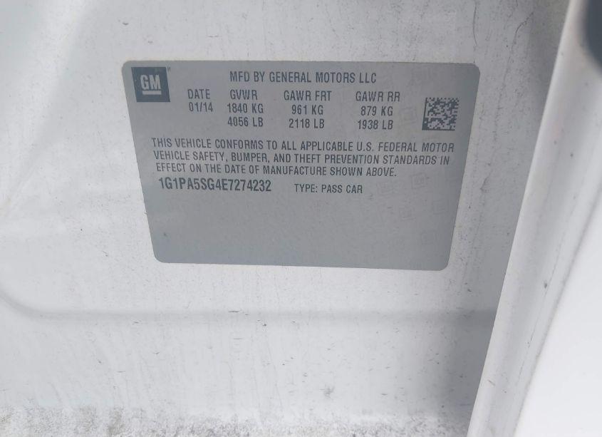 Photo 9 of 2014 Chevrolet Cruze LS AUTO (VIN 1G1PA5SG4E7274232)