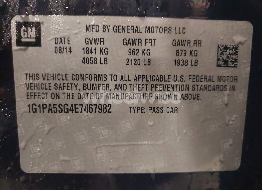 Photo 9 of 2014 Chevrolet Cruze LS AUTO (VIN 1G1PA5SG4E7467982)