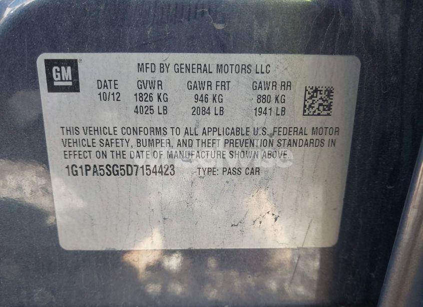 Photo 9 of 2013 Chevrolet Cruze LS AUTO (VIN 1G1PA5SG5D7154423)