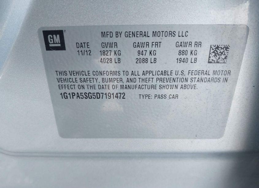 Photo 9 of 2013 Chevrolet Cruze LS AUTO (VIN 1G1PA5SG5D7191472)