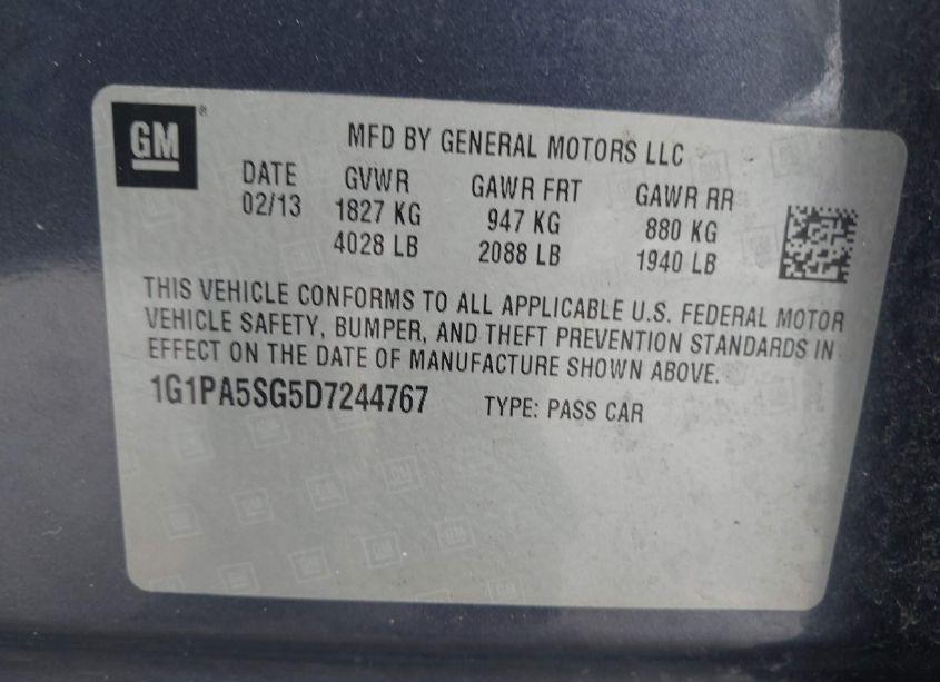 Photo 9 of 2013 Chevrolet Cruze LS AUTO (VIN 1G1PA5SG5D7244767)