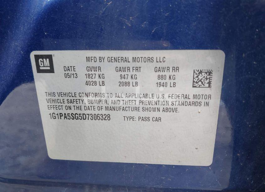 Photo 9 of 2013 Chevrolet Cruze LS AUTO (VIN 1G1PA5SG5D7306328)