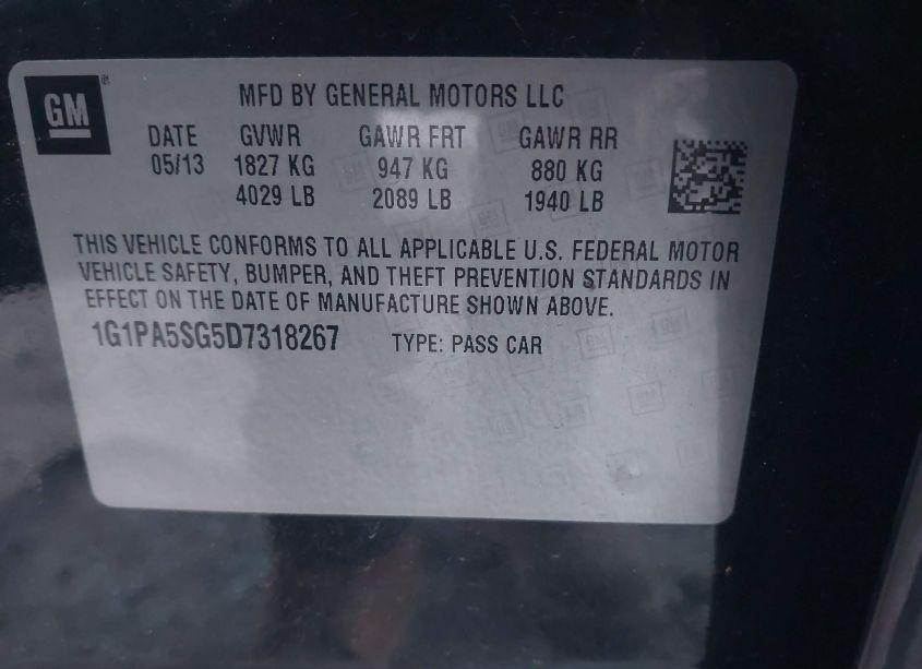 Photo 9 of 2013 Chevrolet Cruze LS AUTO (VIN 1G1PA5SG5D7318267)