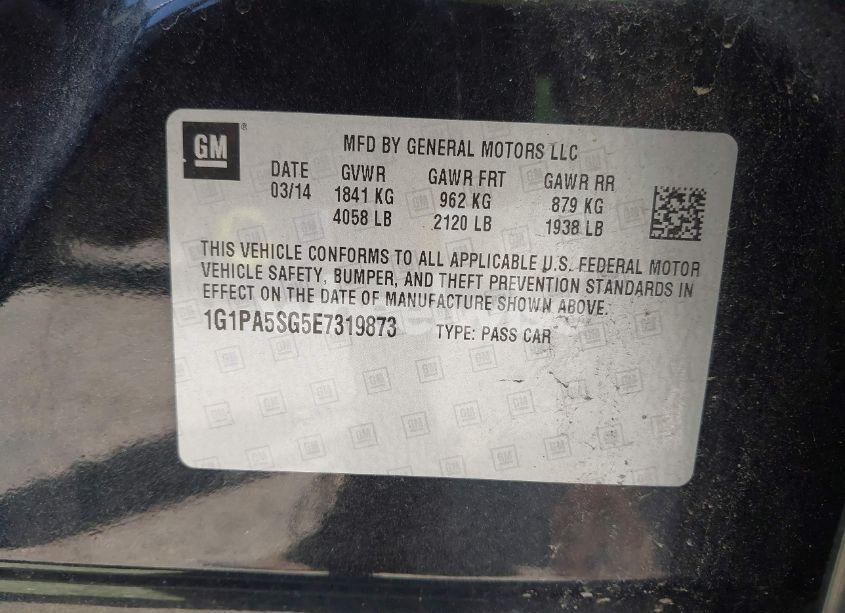 Photo 9 of 2014 Chevrolet Cruze LS AUTO (VIN 1G1PA5SG5E7319873)