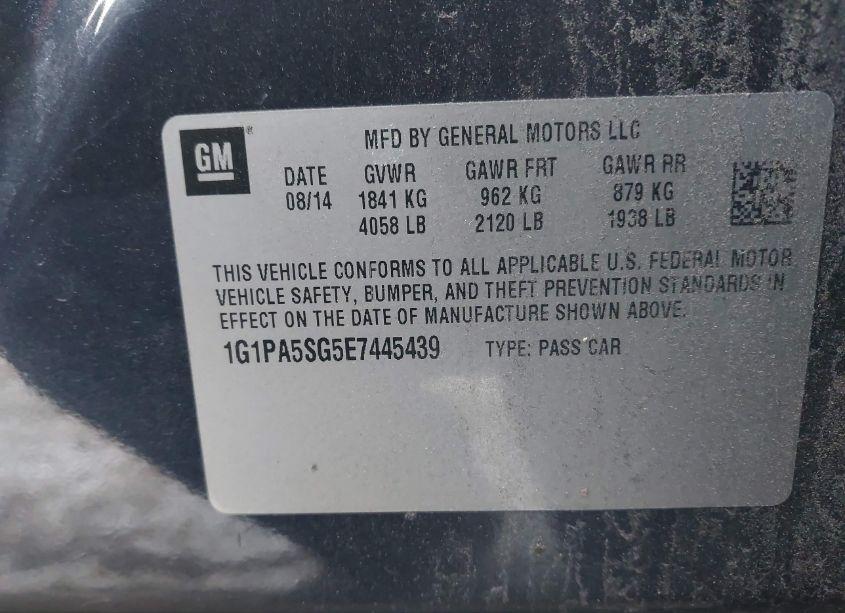 Photo 9 of 2014 Chevrolet Cruze LS AUTO (VIN 1G1PA5SG5E7445439)