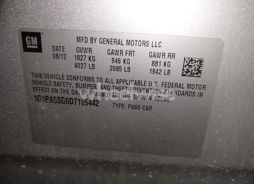 Photo 9 of 2013 Chevrolet Cruze LS AUTO (VIN 1G1PA5SG6D7105442)