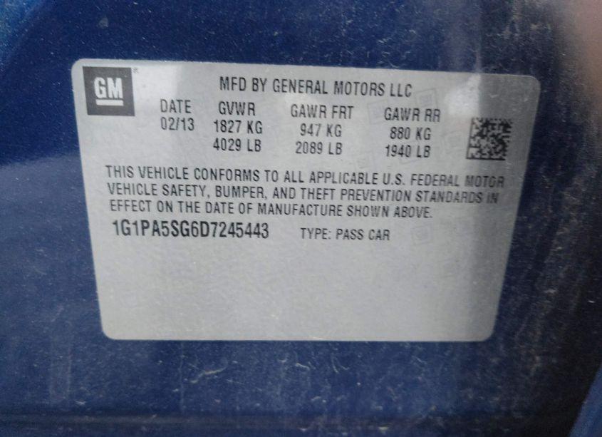 Photo 9 of 2013 Chevrolet Cruze LS AUTO (VIN 1G1PA5SG6D7245443)