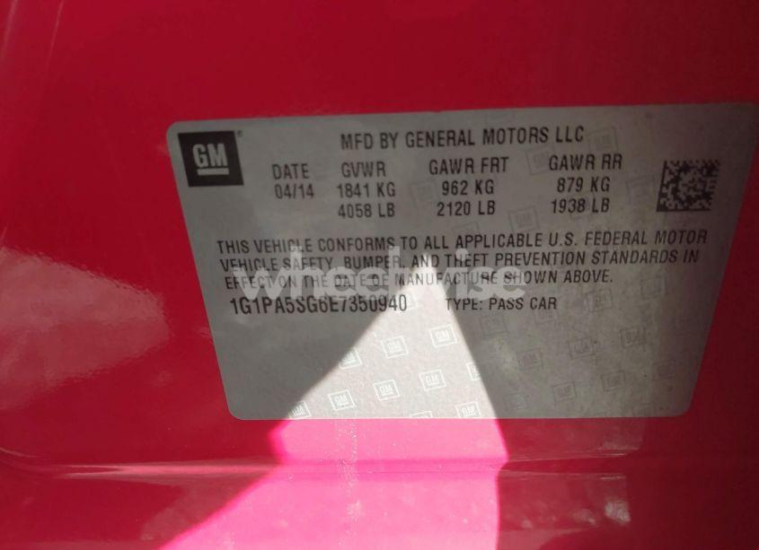 Photo 9 of 2014 Chevrolet Cruze LS AUTO (VIN 1G1PA5SG6E7350940)