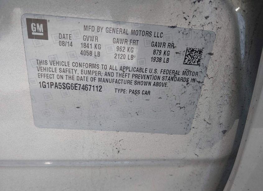 Photo 9 of 2014 Chevrolet Cruze LS AUTO (VIN 1G1PA5SG6E7467112)