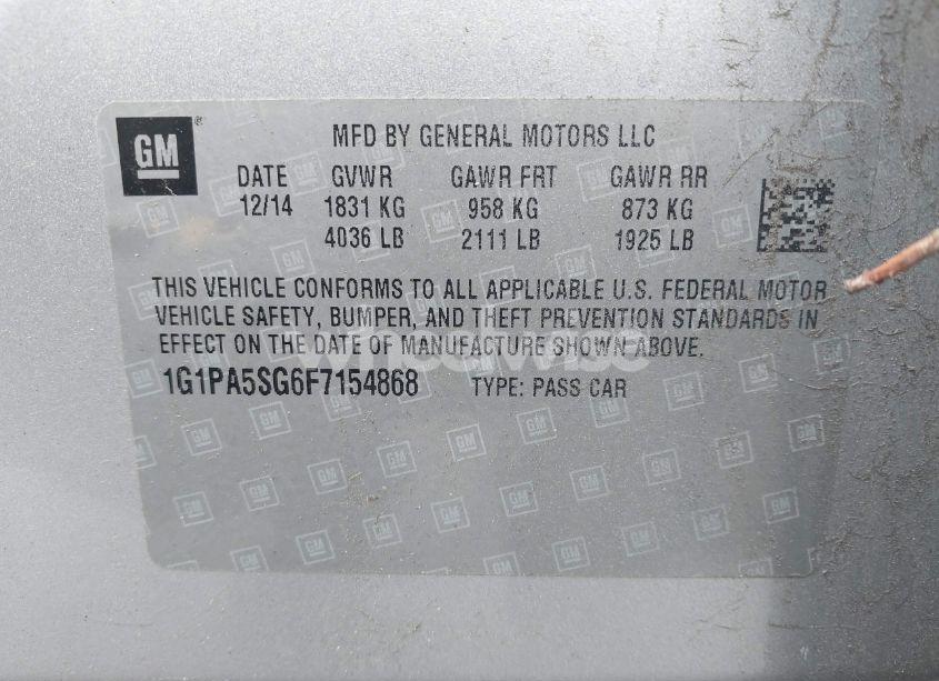 Photo 9 of 2015 Chevrolet Cruze LS AUTO (VIN 1G1PA5SG6F7154868)