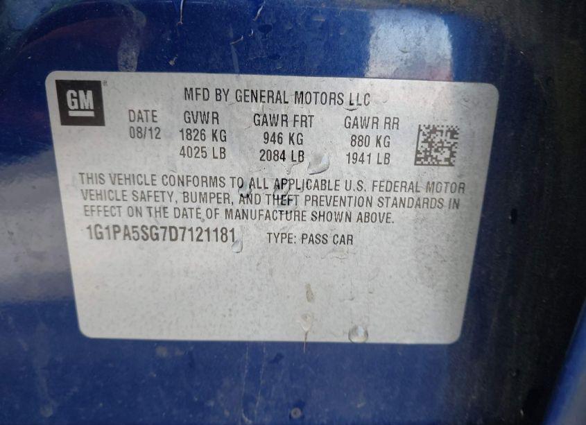 Photo 9 of 2013 Chevrolet Cruze LS AUTO (VIN 1G1PA5SG7D7121181)